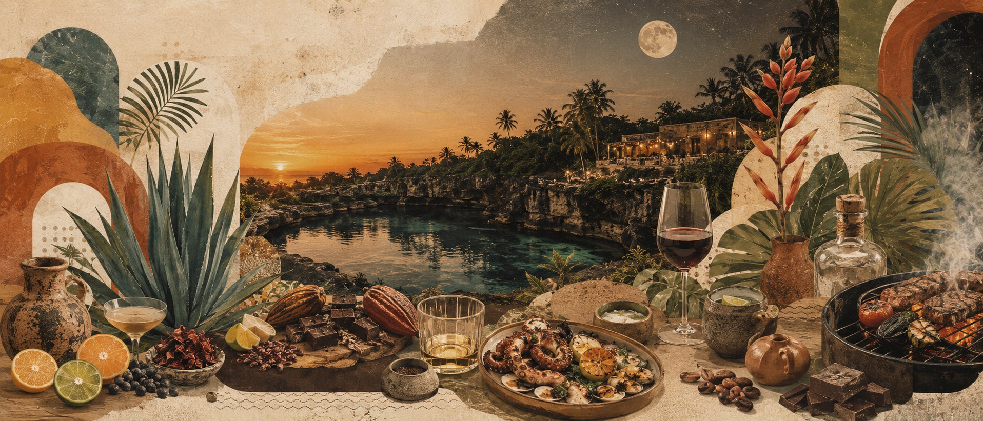Delicia de mi tierra mesa gourmet en el atardecer